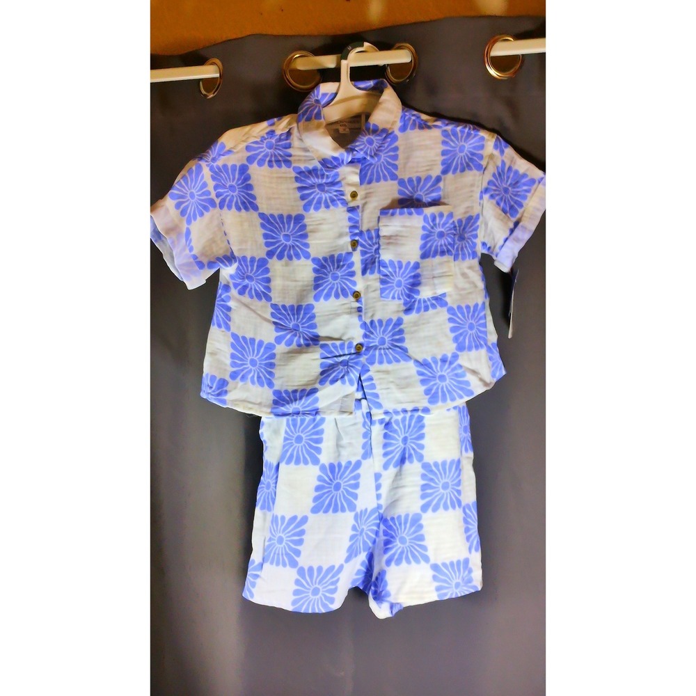 Grayson Threads Kids Floral Print Shirt & Shorts Set Outfit - Size M